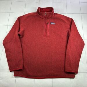 Patagonia Better Sweater Mens Medium Red  1/4 Zip Fleece Pullover Outdoor Hiking